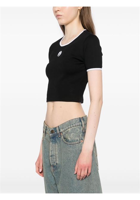 moon logo cropped top woman black MARINE SERRE | WTO087A CJER0008BK99